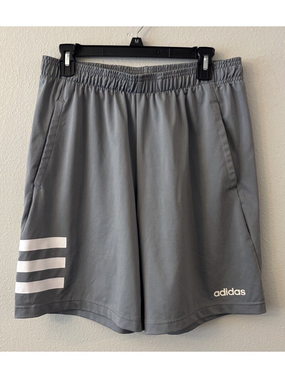 Adidas CLIMLITE Men’s Athletic Shorts - Medium Gray/White Drawstring Pockets
